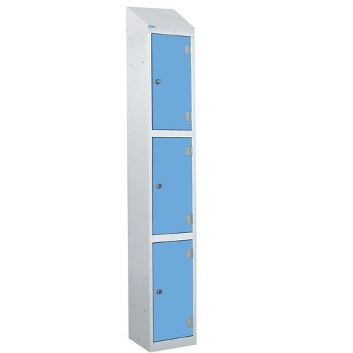 Laminate Splash Door Lockers With Sloping Top - 3 Compartment - Campanula Doors