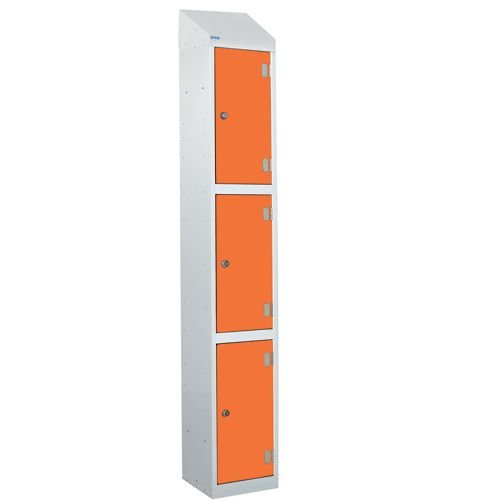 Laminate Splash Door Lockers With Sloping Top - 3 Compartment - Clementine Doors