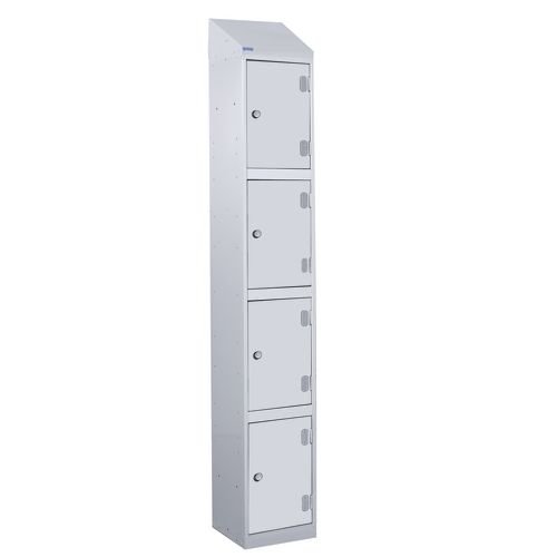 Laminate Splash Door Lockers With Sloping Top - 4 Compartment - Light Grey Doors