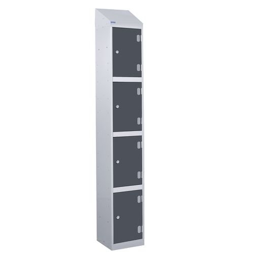 Laminate Splash Door Lockers With Sloping Top - 4 Compartment - Graphite Grey Doors