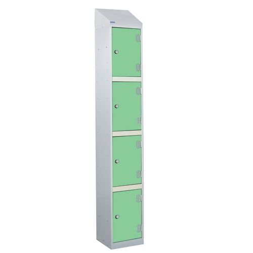 Laminate Splash Door Lockers With Sloping Top - 4 Compartment - Vibrant Green Doors