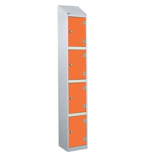 Laminate Splash Door Lockers With Sloping Top - 4 Compartment - Clementine Doors