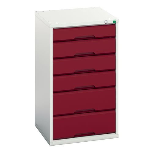 Medium Duty Grey/Red Drawer Cabinets, 1 X 100mm, 3 X 125mm And 2 X 175mm Drawers