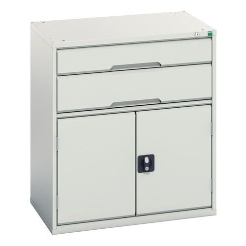 Medium Duty Grey/Grey Drawer Cabinets, 1 X 125 mm, 1 X 175mm Drawers And 1 X 525mm Cupboard