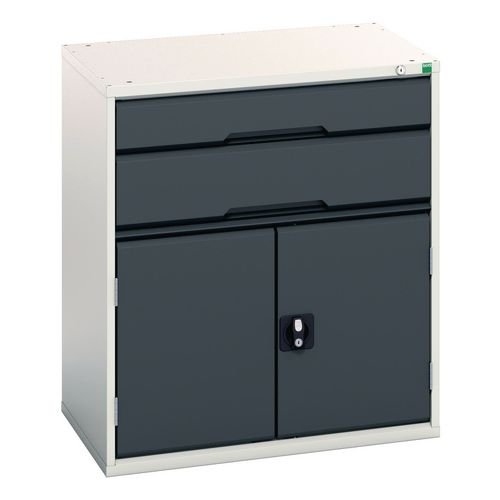 Medium Duty Grey/Anthracite Drawer Cabinets, 1 X 125 mm, 1 X 175mm Drawers And 1 X 525mm Cupboard