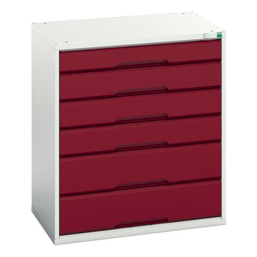 Medium Duty Grey/Red Drawer Cabinets, 1 X 100mm, 3 X 125mm And 2 X 175mm Drawers