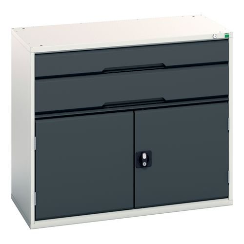 Verso Static Grey/Anthracite Drawer Cabinet H X W X D 900 X 1050 X 550 With 2 Drawers & Cupboard