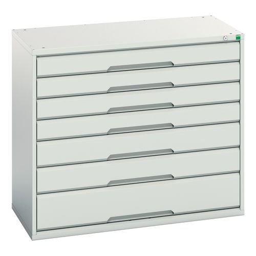 Verso Static Grey/Grey Drawer Cabinet H X W X D 900 X 1050 X 550 With 7 Drawers