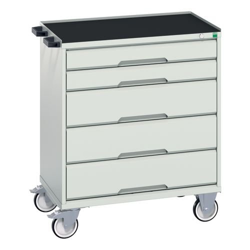5 Drawer Mobile Cabinet Grey/Grey - H X W X D: 965 X 800 X 550
