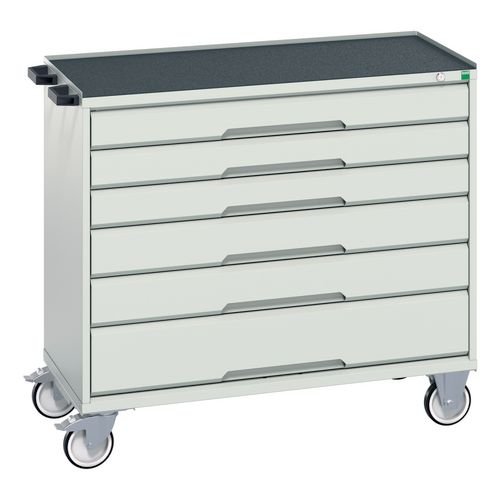 6 Drawer Mobile Cabinet Grey/Grey - H X W X D: 965 X 1050 X 550