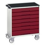 Verso Drawer Cabinet Grey/redh X W X D 965 X 800 X 550 Mm, with 7 Drawers