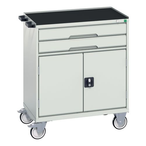 Verso Drawer Cabinet Grey/Grey H X W X D 965 X 800 X 550mm, With 2 Drawers & Cupboard