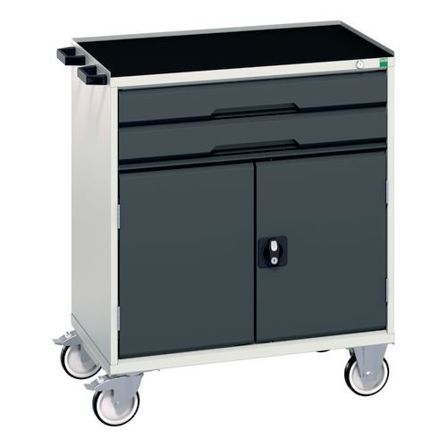 Verso Drawer Cabinet Grey/Anthracite H X W X D 965 X 800 X 550mm, With 2 Drawers & Cupboard
