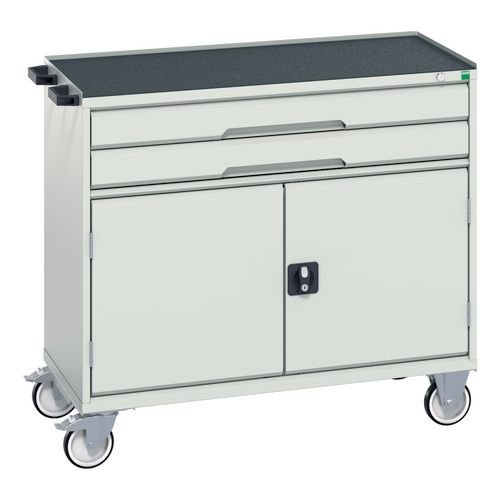 Verso Drawer Cabinet Grey/Grey H X W X D 965 X 1050 X 550mm, With 2 Drawers & Cupboard