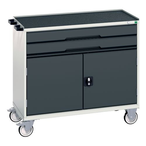 Verso Drawer Cabinet Grey/Anthracite H X W X D 965 X 1050 X 550mm, With 2 Drawers & Cupboard