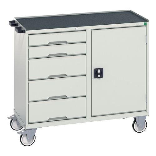 Mobile Cabinet Grey/Grey With Cupboard And 5 Drawers