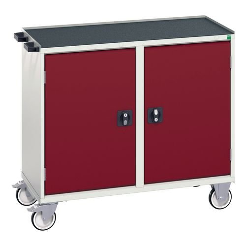 Mobile Cabinet Grey/Red With Two Cupboards