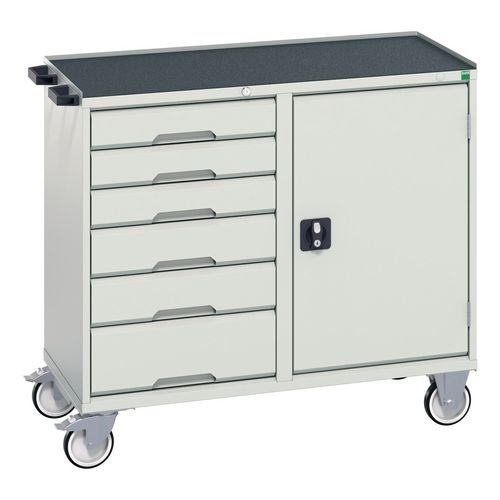 Mobile Cabinet Grey/Grey With Cupboard And 6 Drawers