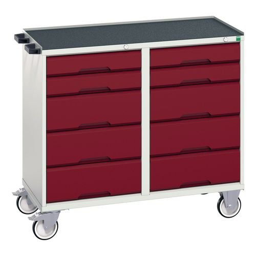 Mobile Cabinet Grey/Red With 10 Drawers