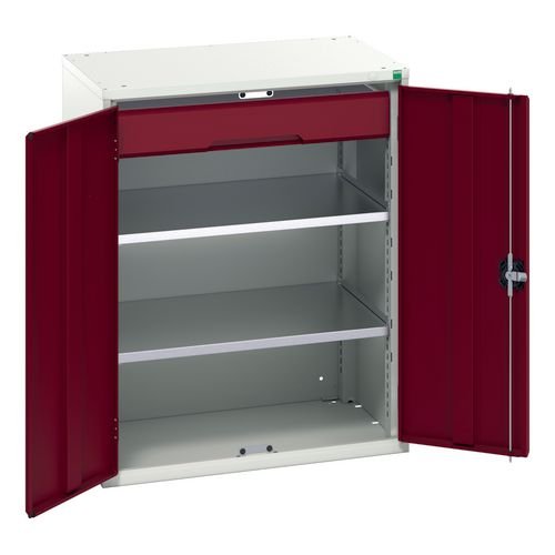 Kitted Cupboard  Red/Grey 800 Wide 1 Drawer 2 Shelves