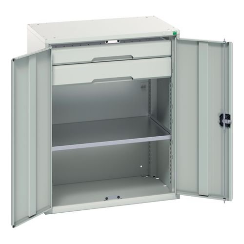 Kitted Cupboard Grey/Grey  800 Wide 2 Drawers 1 Shelf