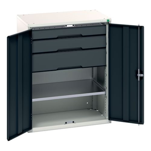 Kitted Cupboard Anthracite/Grey  800 Wide 3 Drawers 1 Shelf