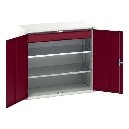 Kitted Cupboard Red/Grey 1050 Wide 1 Drawer 2 Shelves