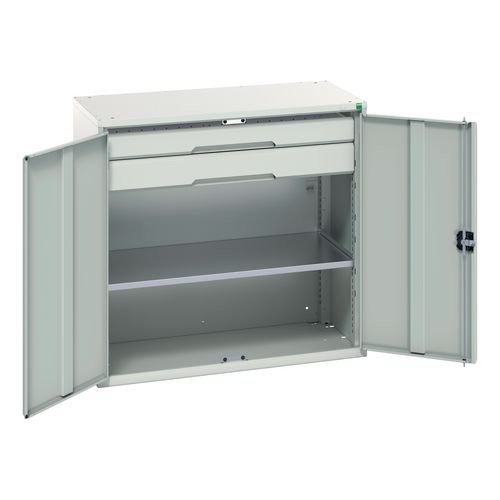 Kitted Cupboard Grey/Grey 1050 Wide 2 Drawers 1 Shelf