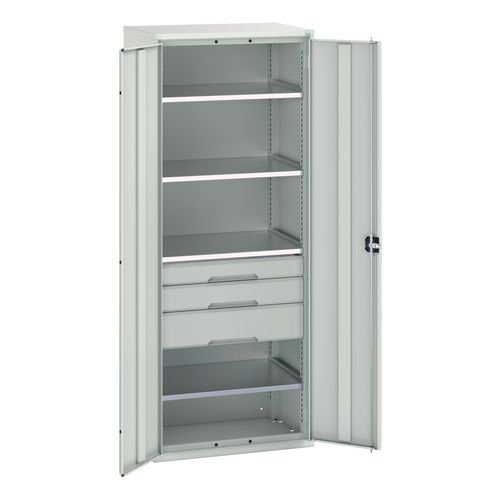 Kitted Cupboard Grey/Grey  800 Wide 3 Drawers 4 Shelves