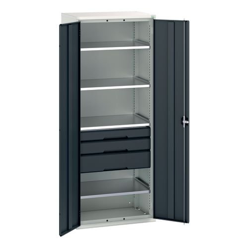 Kitted Cupboard Anthracite/Grey  800 Wide 3 Drawers 4 Shelves
