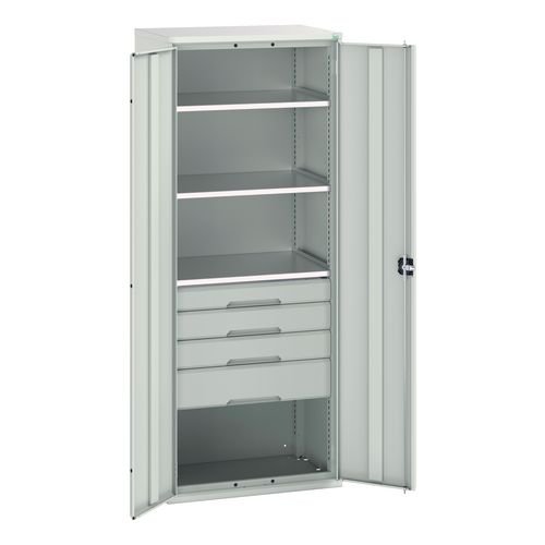 Kitted Cupboard Grey/Grey  800 Wide 4 Drawers 3 Shelves