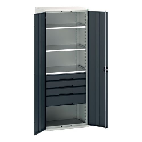Kitted Cupboard Anthracite/Grey  800 Wide 4 Drawers 3 Shelves