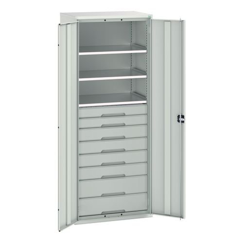 Kitted Cupboard Grey/Grey  800 Wide 8 Drawers 3 Shelves