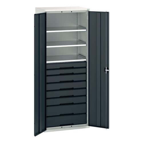Kitted Cupboard Anthracite/Grey  800 Wide 8 Drawers 3 Shelves