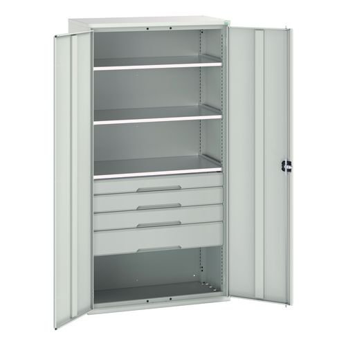 Kitted Cupboard Grey/Grey 1050 Wide  4 Drawers 3 Shelves
