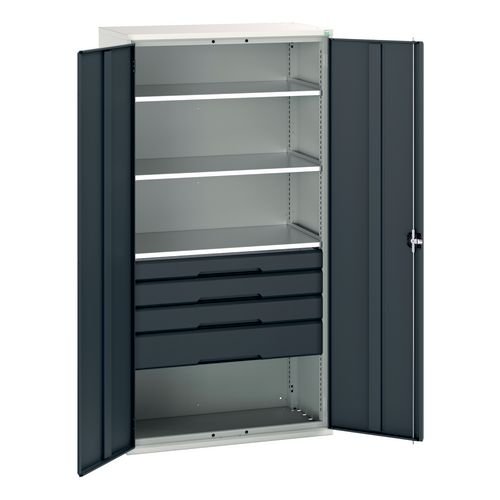 Kitted Cupboard Anthracite/Grey 1050 Wide 4 Drawers 3 Shelves