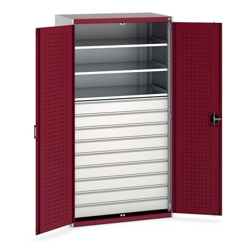 Mini Workshop Grey/Red 9 Drwr/3 Shf