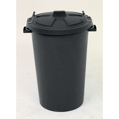 Coloured dustbin with locking clip lid, black