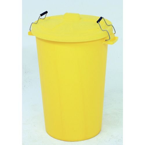 Coloured dustbin with locking clip lid, yellow