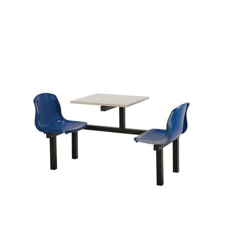 Polypropylene fixed canteen table and chairs - Fully assembled