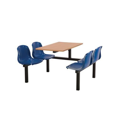 Polypropylene fixed canteen table and chairs - Fully assembled