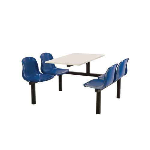 Polypropylene fixed canteen table and chairs - Fully assembled