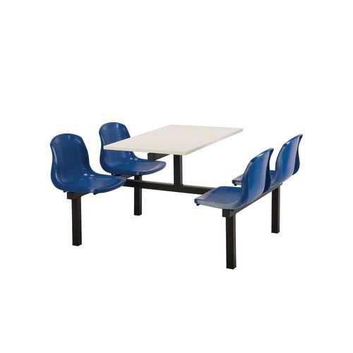 Polypropylene fixed canteen table and chairs - Fully assembled