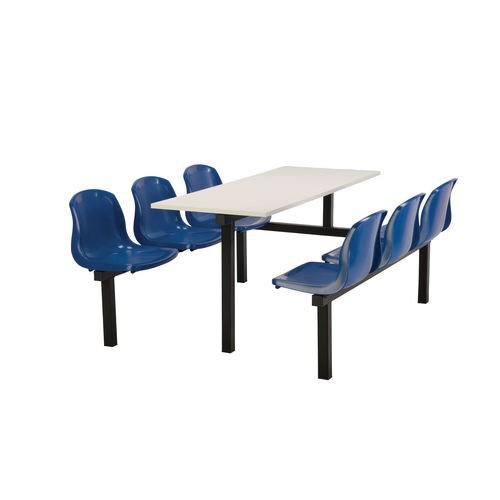Polypropylene fixed canteen table and chairs - Fully assembled