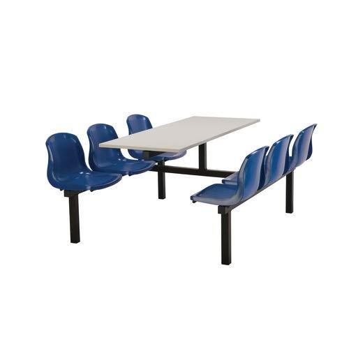 Polypropylene fixed canteen table and chairs - Fully assembled