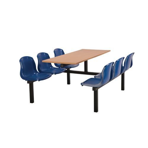 Polypropylene fixed canteen table and chairs - Fully assembled