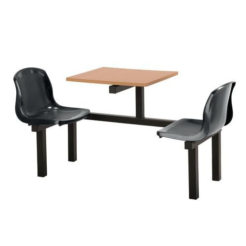 Polypropylene fixed canteen table and chairs - Fully assembled