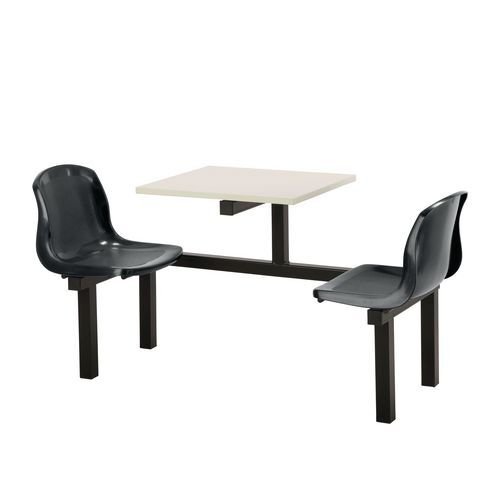 Polypropylene fixed canteen table and chairs - Fully assembled