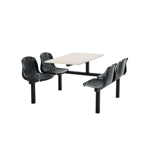 Polypropylene fixed canteen table and chairs - Fully assembled