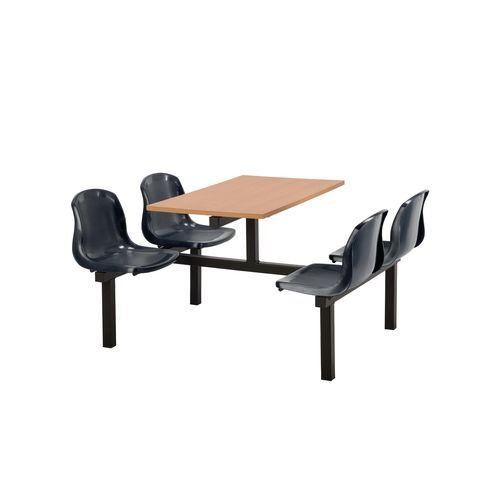 Polypropylene fixed canteen table and chairs - Fully assembled